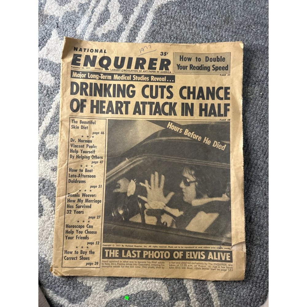 NATIONAL Enquirer September 20, 1977 ELVIS, CARSON, FARRAH, AND MORE